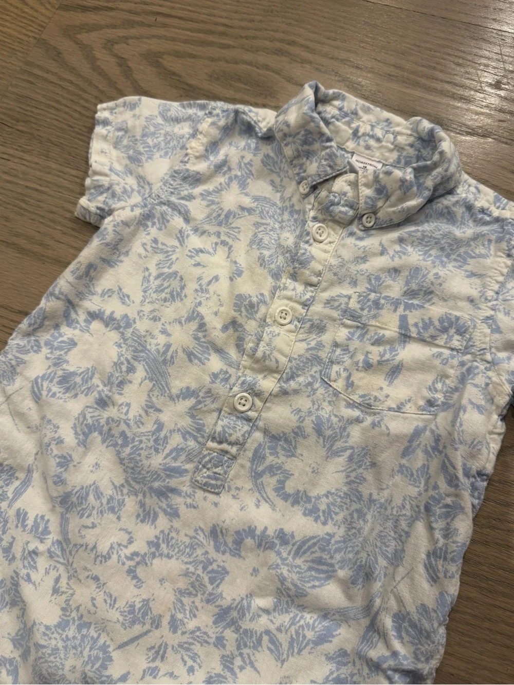 Nordstrom Light Blue Floral Baby Button-Up Shirt
